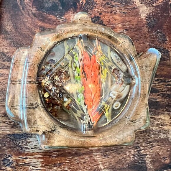 Mid Century Vomit Art Spoon Rests With Dried Flowers & Macaroni - Picture 4 of 6